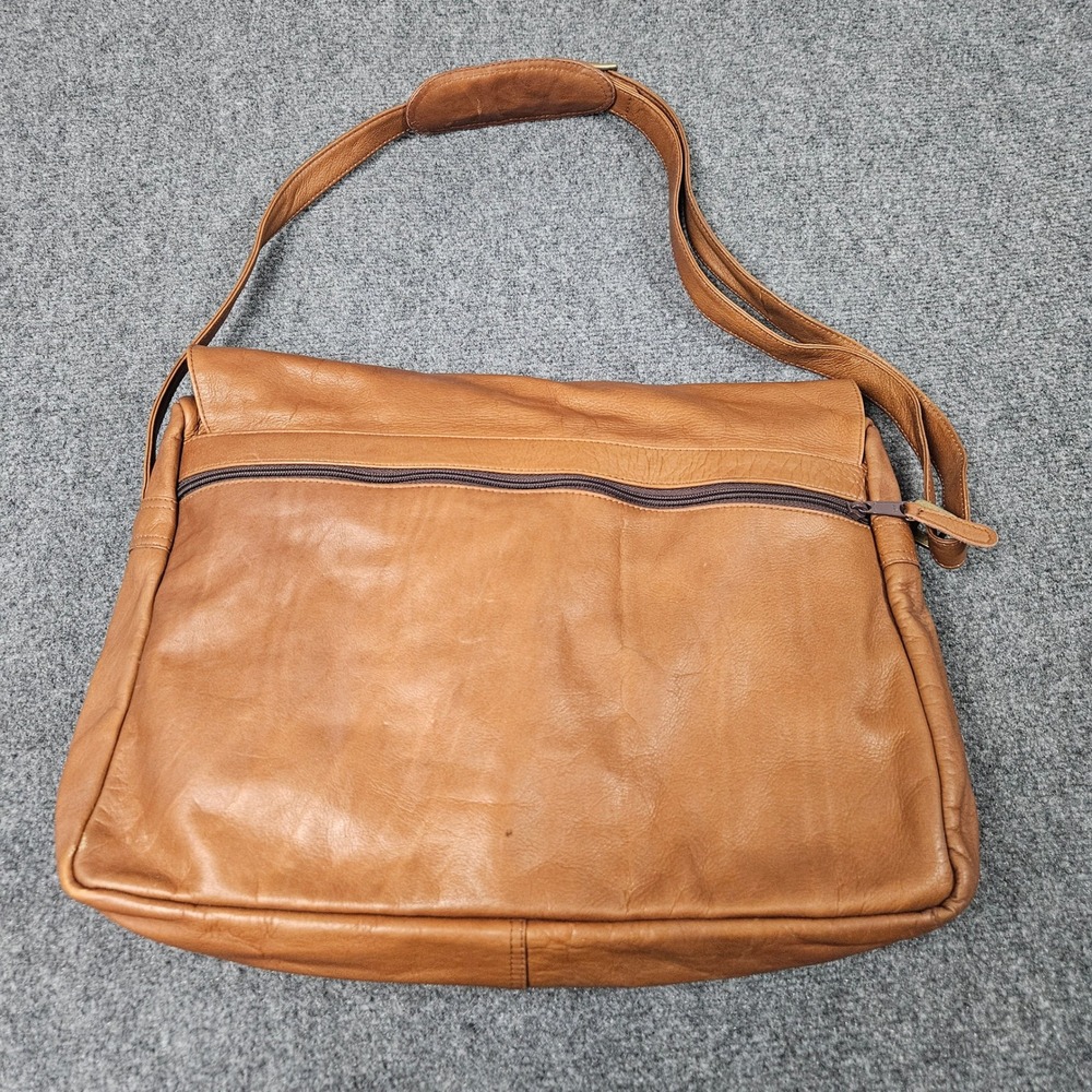 Leather Messenger Bag Tan Brown Large Crossbody Satchel Shoulder‎ Strap Work - Picture 2 of 7